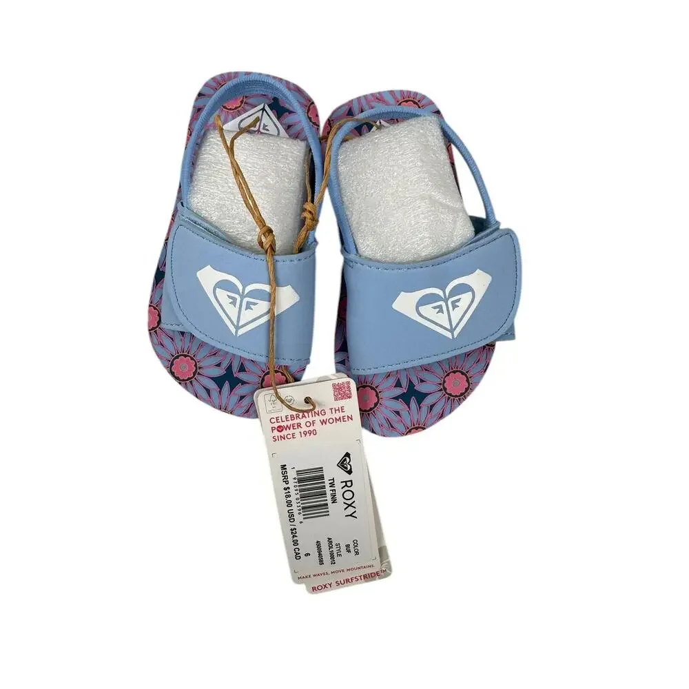 Roxy Girls TW Finn Sling Back Flip Flop Sandal, Blue Print 233, 6‎ Toddler